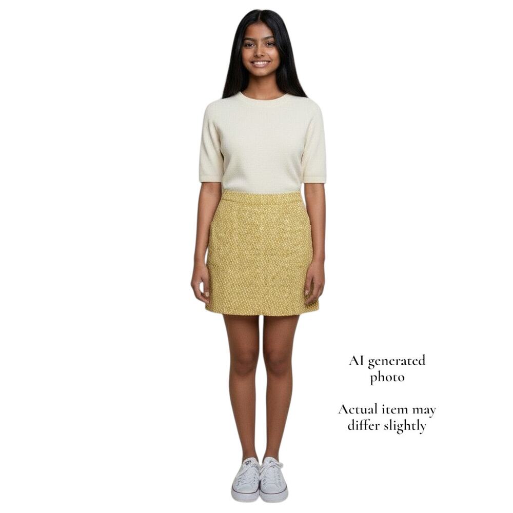 Boden Flower Stretch Mini Pocketed Skirt Mustard Yellow Size 10 NWOT